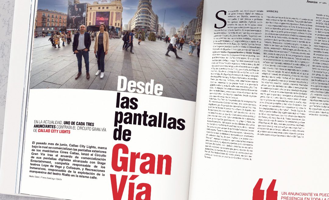 LAS PANTALLAS DEL CIRCUITO GRAN VÍA DESTACAN EN LA REVISTA ANUNCIOS